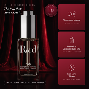 Ræd 540 pheromone body oil — 50 ml glass bottle with precision dropper, hero
