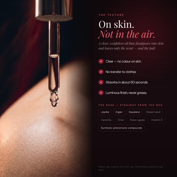 Ræd Noir — On skin, not in the air — clear weightless oil, ingredients