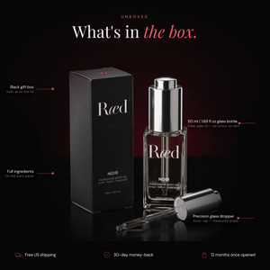 Ræd Noir — What's in the box — gift box, 50 ml glass bottle, precision dropper